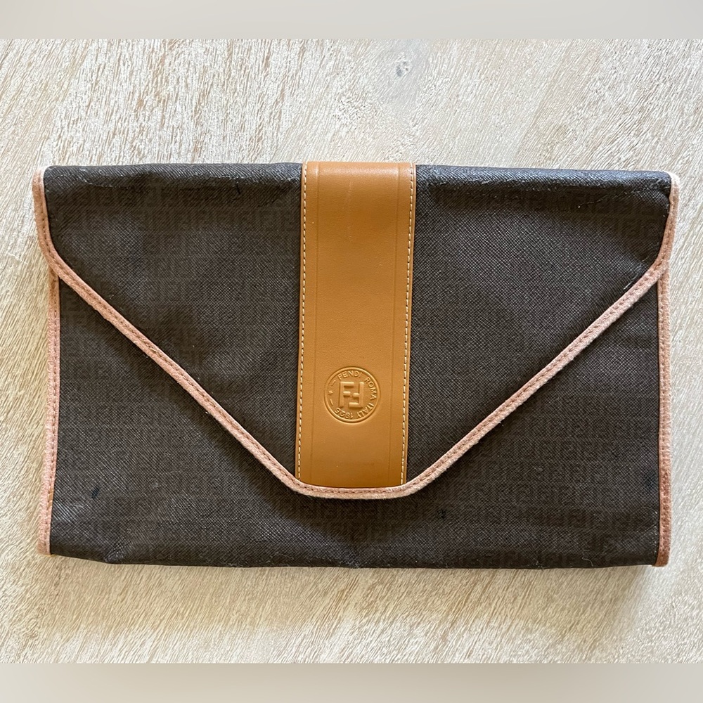 Authentic Fendi Logo Envelope Clutch